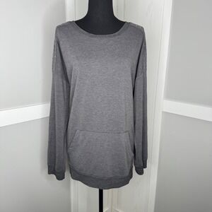 The Sweatshirt Project Sweatshirt Women 2X Gray Studded Shoulder Kangaroo Pocket